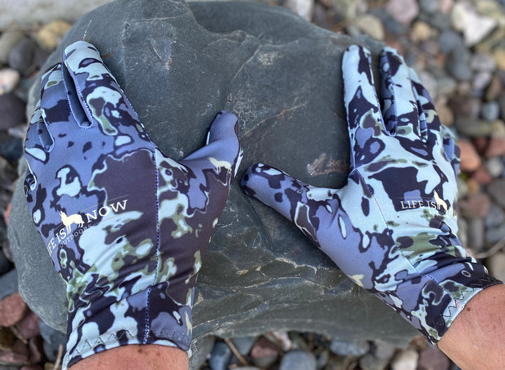 Life is Now Outdoors Base Layer Touch Liner Gloves-Splash Disperse Camo Touchscreen