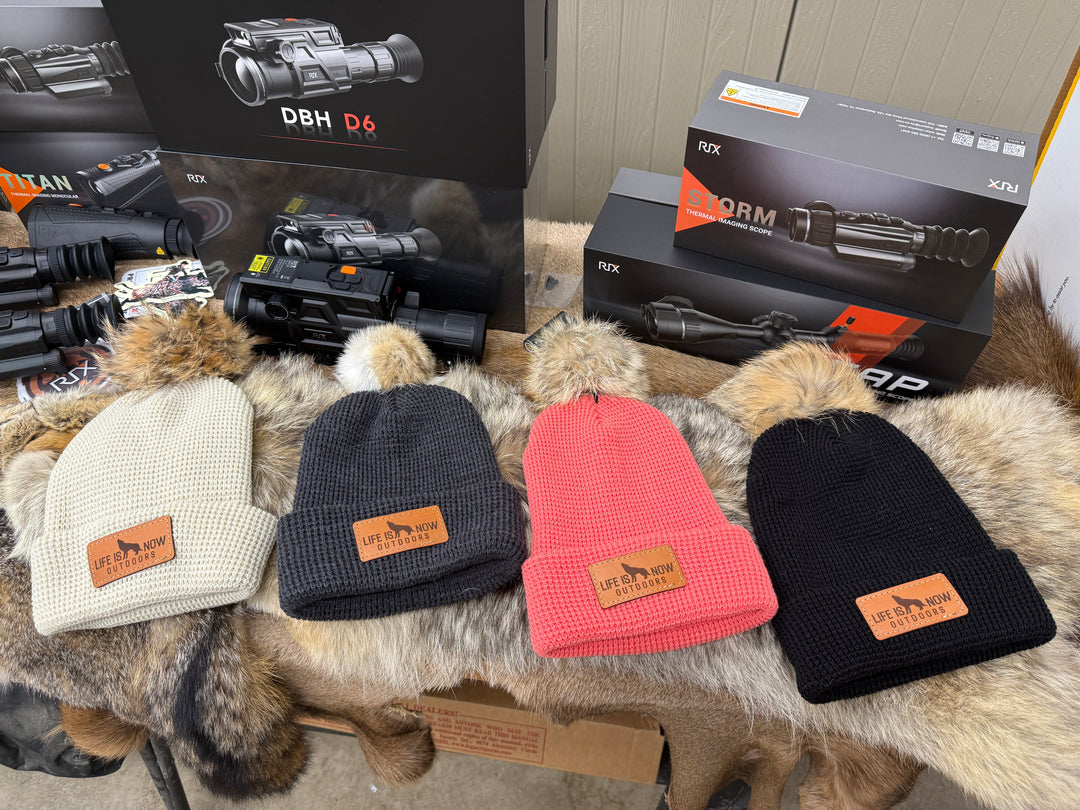 Life is Now Outdoors Knit Beenie with Real Coyote Fur Topper