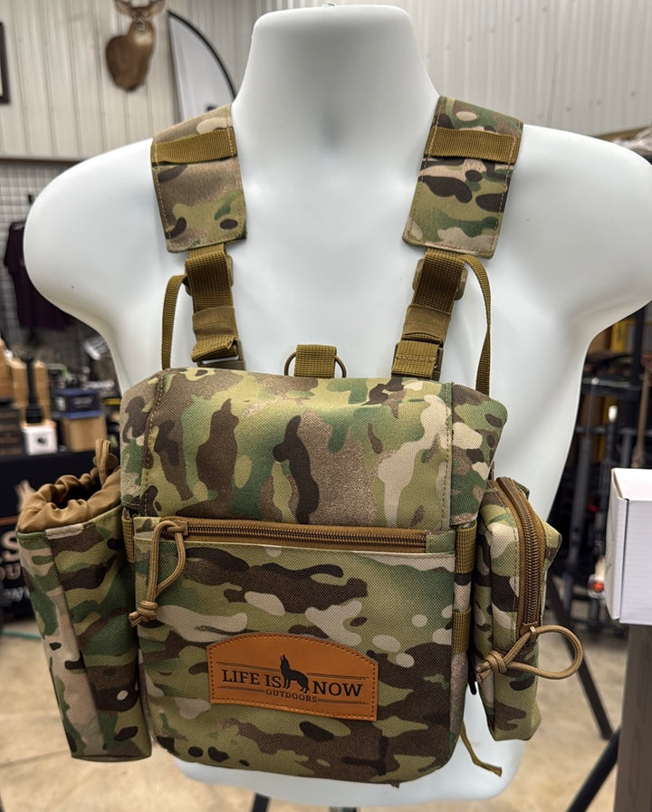 LIFE IS NOW OUTDOORS PREDATOR HUNTING BINOCULAR CHEST PACK-BINO HARNESS V 2.0 Multi Cam