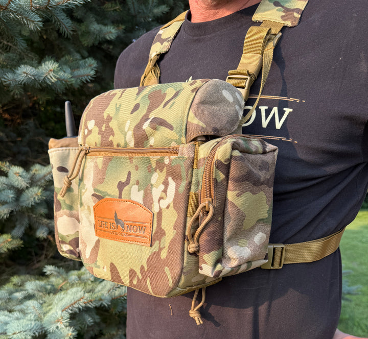 LIFE IS NOW OUTDOORS PREDATOR HUNTING BINOCULAR CHEST PACK-BINO HARNESS V 2.0 Multi Cam