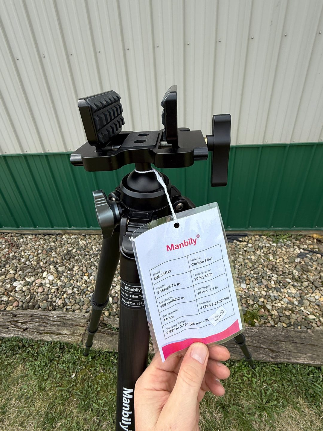 Manbilly Carbon Fiber 4 section Tripod with integrated ball head and Saddle Clamp