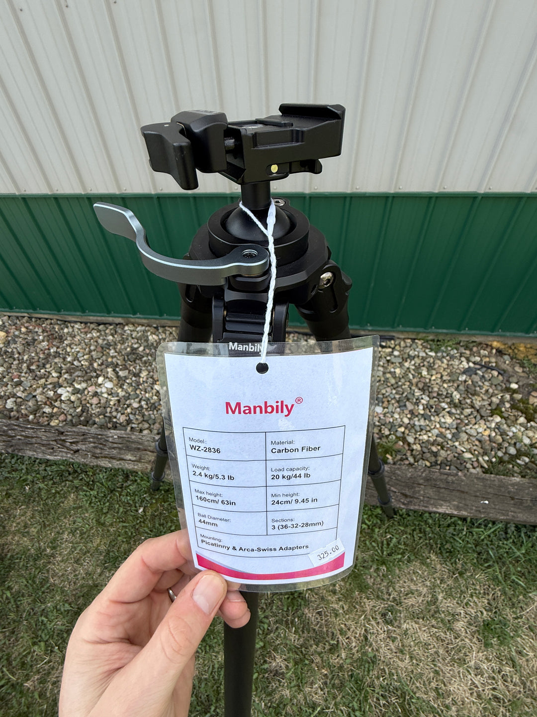 Manbilly 3 Section Inverted Carbon Fiber Tripod with integrated Ball head