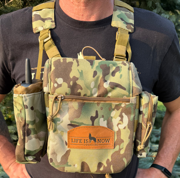 LIFE IS NOW OUTDOORS PREDATOR HUNTING BINOCULAR CHEST PACK-BINO HARNESS V 2.0 Multi Cam