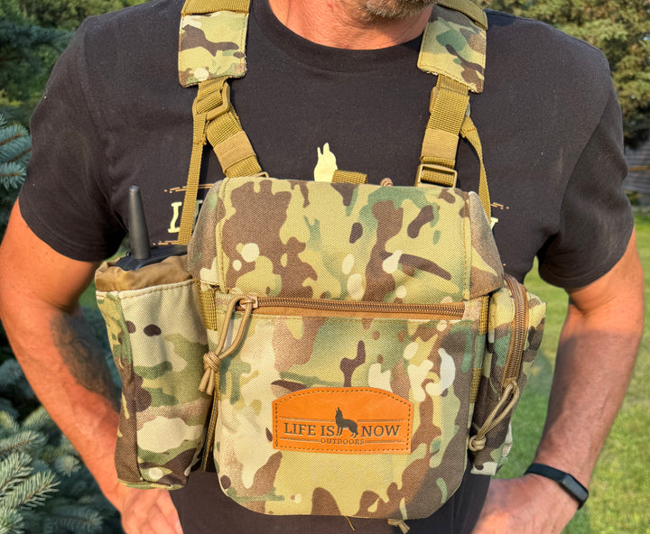 LIFE IS NOW OUTDOORS PREDATOR HUNTING BINOCULAR CHEST PACK-BINO HARNESS V 2.0 Multi Cam