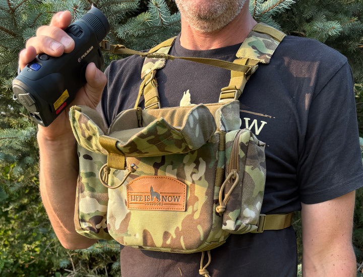 LIFE IS NOW OUTDOORS PREDATOR HUNTING BINOCULAR CHEST PACK-BINO HARNESS V 2.0 Multi Cam