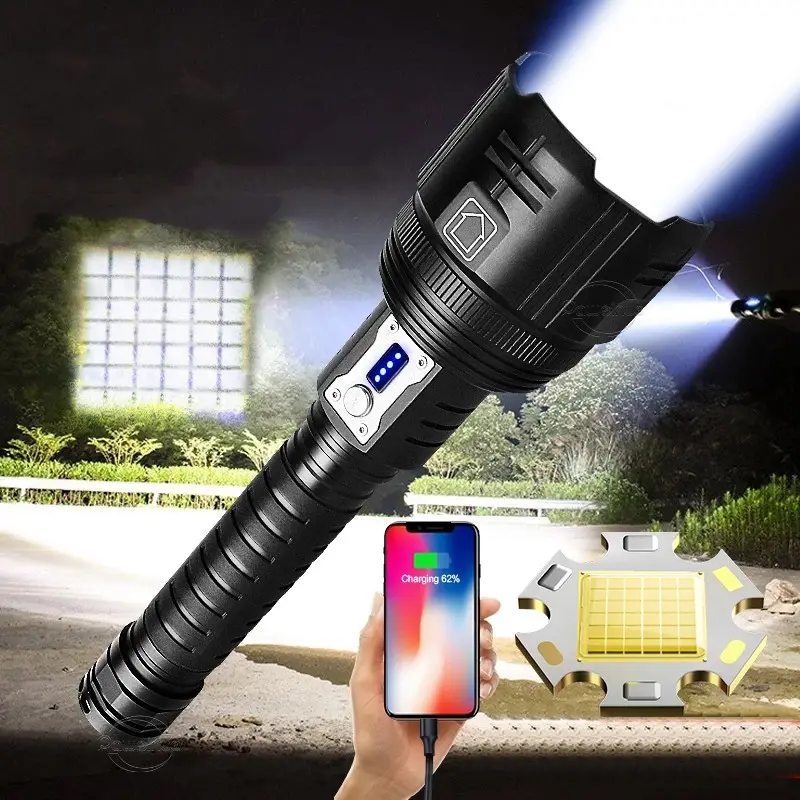 Powerful LED Rechargeable Flashlight XHP 360 with charging USB Port SUPER BRIGHT zoomable