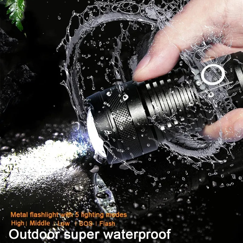 brightest rechargeable waterproof fighting flashlight 5 Mode LED Torch Zoomable Flashlight 100,000 LM XHP 50.3 Super BRIGHT – Life is Now Outdoors LLC