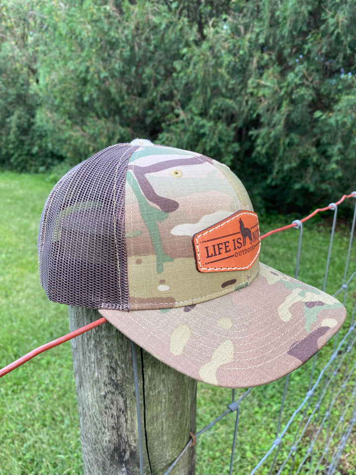 Life is Now Outdoors Leather Patch Logo Hat